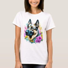 German shepherd em Flores Rosa e Amarelo