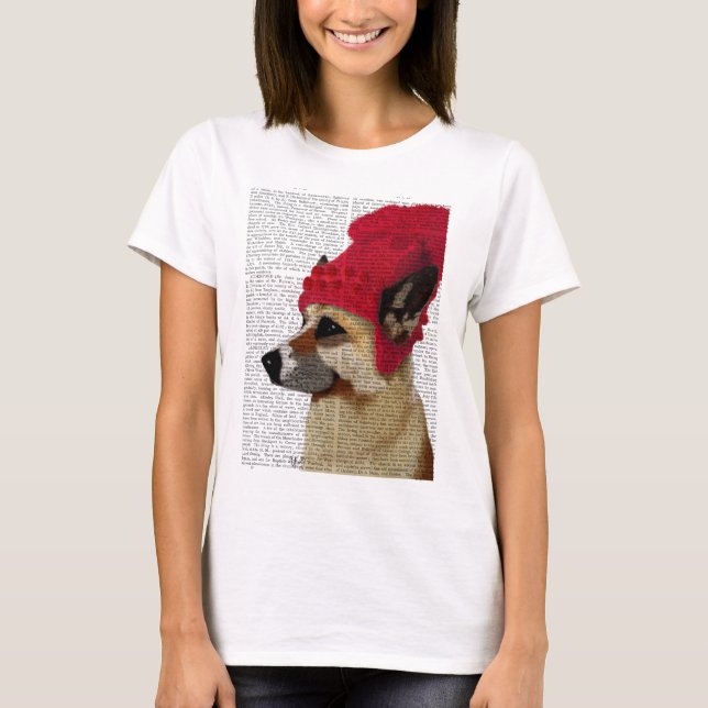 Camiseta German shepherd em Red Wooly Hat (Frente)