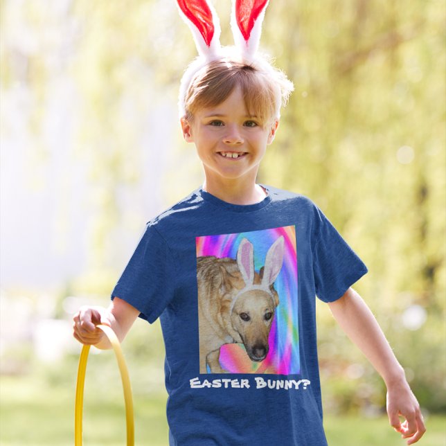 Camiseta German shepherd Engraçado Cachorro e Páscoa Ouvem  (Funny German Shepherd Dog & Easter Bunny Ears Kids T-Shirt)