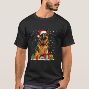 Camiseta German shepherd Engraçado Cachorro Papai Noel Noel