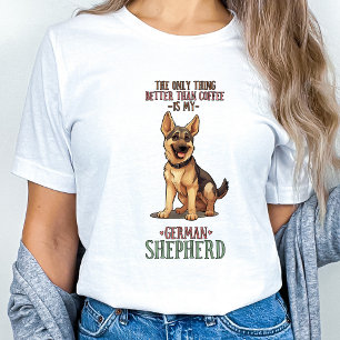 Camiseta German shepherd Engraçado Café Lover