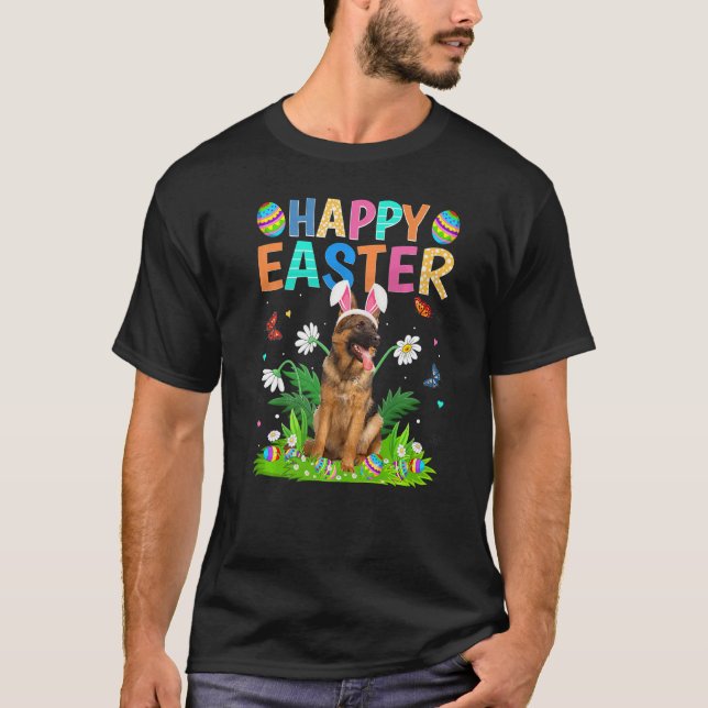 Camiseta German shepherd Engraçado felz pascoa Páscoa Sund (Frente)