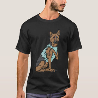 Camiseta German shepherd Eu Amo Mamãe Tatuagem Cachorro K9