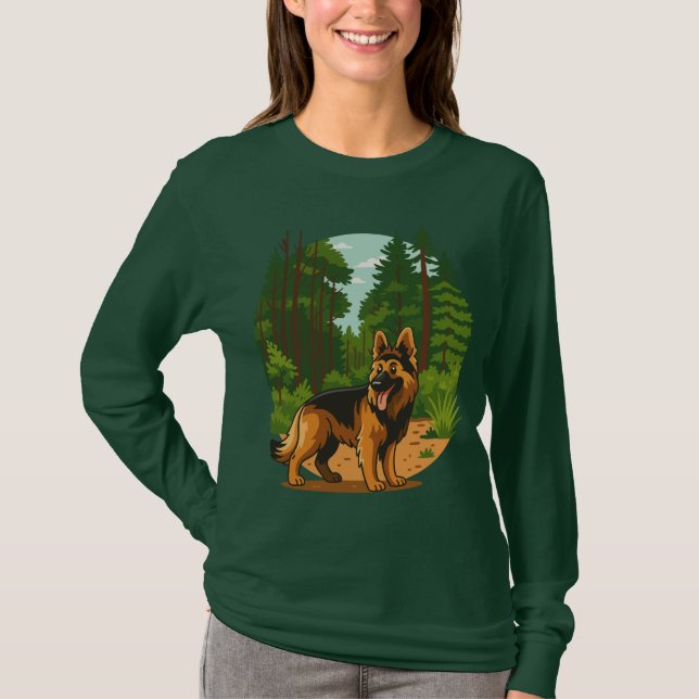 Camiseta German Shepherd Forest Adventure Dog  (Frente)