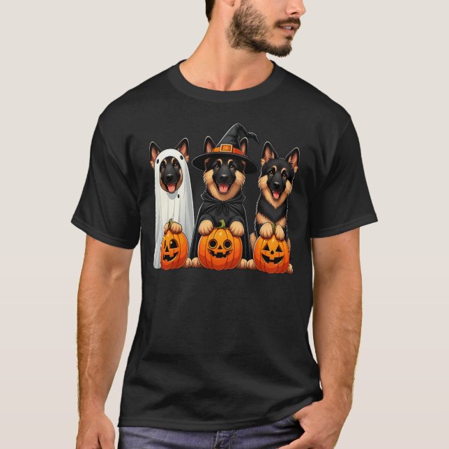 Camiseta German Shepherd Ghost Halloween Dog Lovers (Frente)