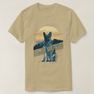 Camiseta German shepherd gráfico retrorreflector Blue ID754