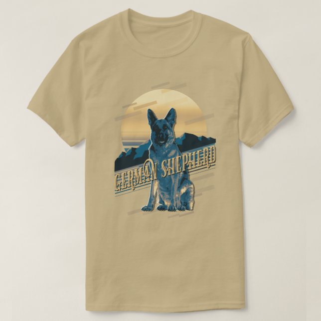 Camiseta German shepherd gráfico retrorreflector Blue ID754 (Frente do Design)