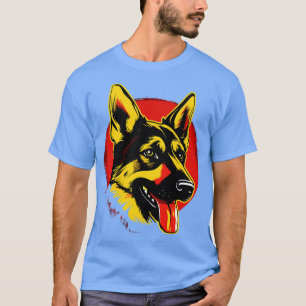 Camiseta German shepherd GSD Art Sunset Red Yellow