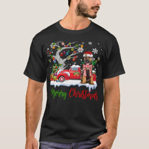 Camiseta German shepherd GSD Red Truck Árvore de Natal Feli