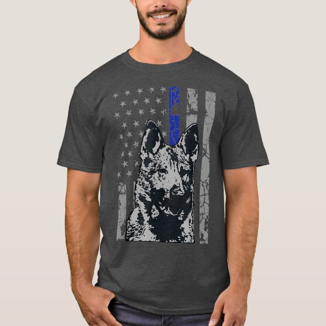Camiseta German shepherd K9 - Cão Policial Thin Blue Line (Frente)