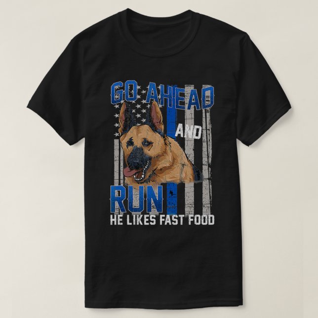 Camiseta German shepherd K9 de Cachorro Policial com Sinali (Frente do Design)
