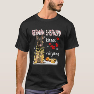 Camiseta german shepherd Kisses Corrige Tudo O Natal Li