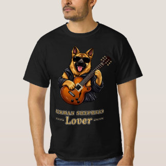 Camiseta German Shepherd Lover Rock Star Guitar Dog Gift