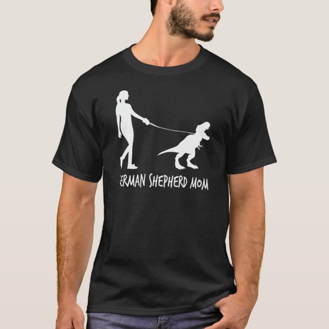 Camiseta German shepherd Mãe Dinossauro GSD Proprietários E (Frente)