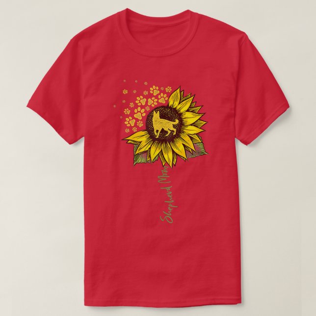 Camiseta German shepherd Mãe Pastor De Girassol Dói Cachorr (Frente do Design)