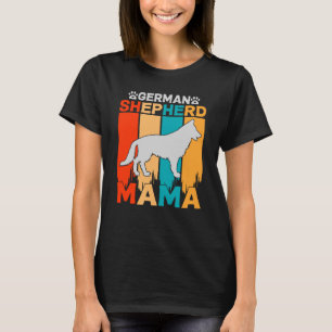 Camiseta German shepherd MAMA, azul castanho em preto femin