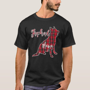 Camiseta German shepherd Mama Red Xadrez Mãe