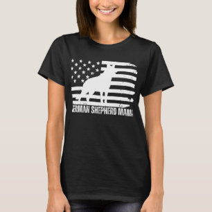 Camiseta German shepherd Mama USA Flag, Patriótico Cachorro