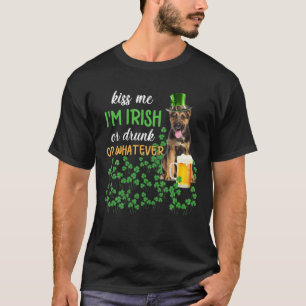 Camiseta German shepherd me beija, sou irlandês ou Bebado o