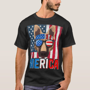 Camiseta German shepherd Merica Bandeira 4 de julho Cão Ame