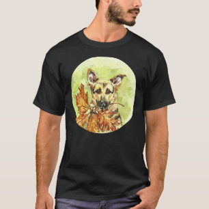 Camiseta German shepherd Na Aquarela, Segurando A Licença A