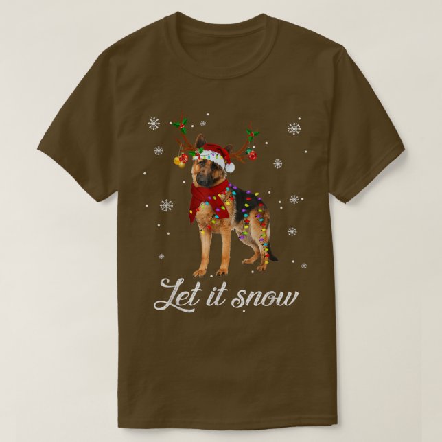 Camiseta German shepherd Natal Deixe nevar (Frente do Design)