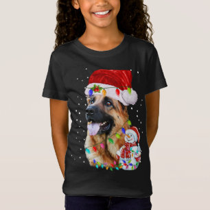 Camiseta German shepherd Natal Santa Hat Luzes do Natal
