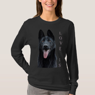 Camiseta German shepherd Negra Cachorro Cachorro Mãe Pai Am