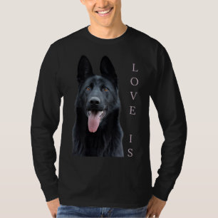 Camiseta German shepherd Negra Cachorro Cachorro Mãe Pai Am