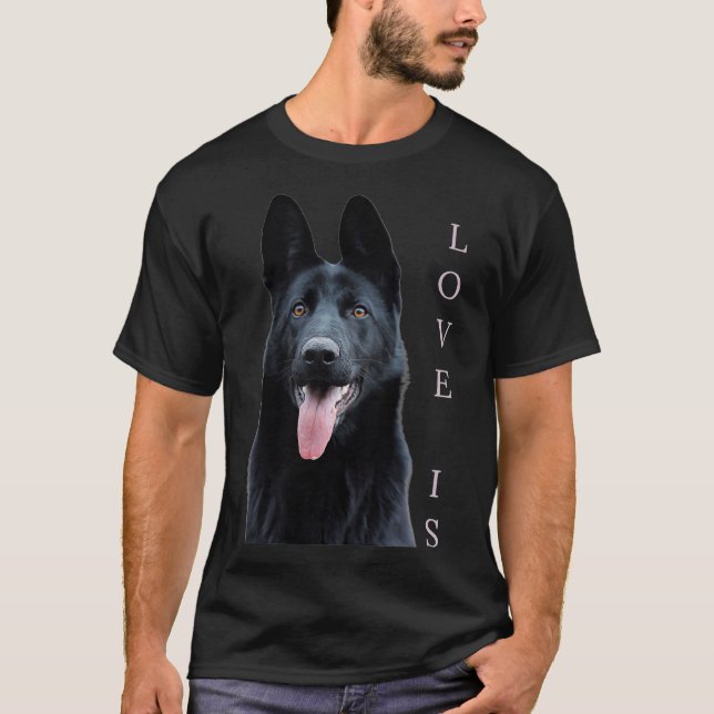 Camiseta German shepherd Negro Cachorro Mãe Pai Amor (Frente)
