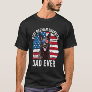 Camiseta German shepherd Negro Pai Americano Flag Gsd D