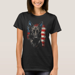 Camiseta German shepherd Negro Patriótico - Cão de Bandeira