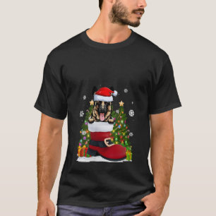 Camiseta German shepherd no Natal Feio de Santa Hat Calçado