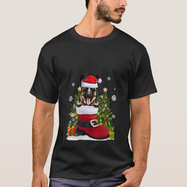 Camiseta German shepherd no Natal Feio de Santa Hat Calçado (Frente)