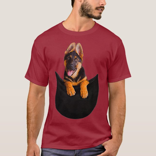 Camiseta German shepherd Nos Sopros De Cachorro Com Pocket (Frente)