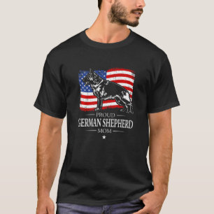 Camiseta German shepherd orgulhoso Mãe Bandeira Americana P