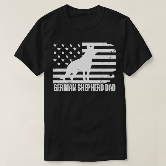 Camiseta German shepherd Pai EUA Bandeira, Pai do Cão Patri (Frente do Design)