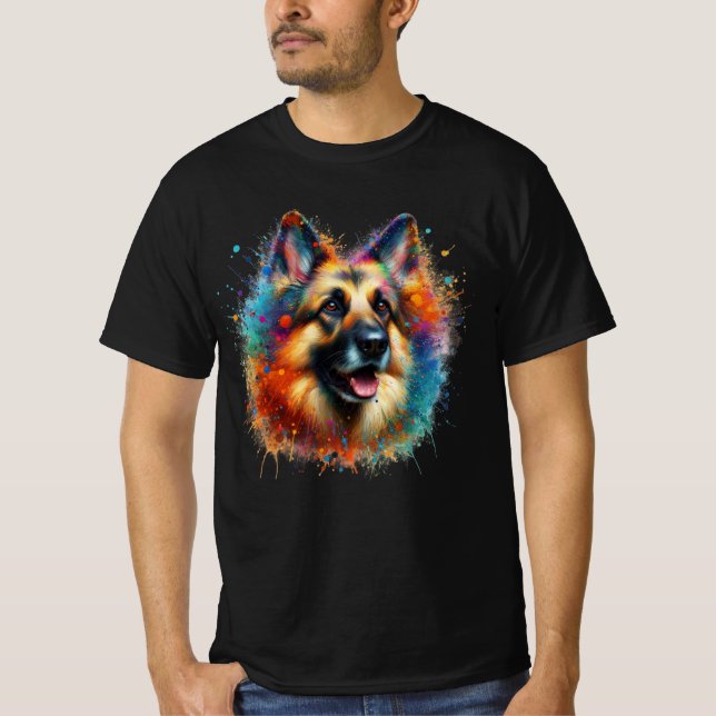 Camiseta German shepherd Paint Splatter (Frente)