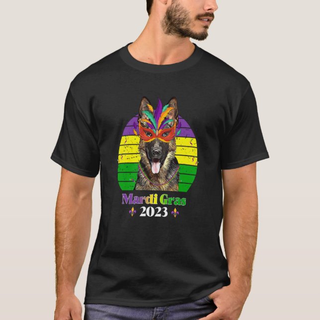 Camiseta German Shepherd Party Dog Mardi Gras 2023 (Frente)