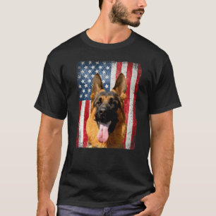 Camiseta German shepherd Patriótico - Americano Bandeira
