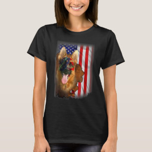 Camiseta German shepherd Patriótico - Cão de Bandeira Ameri