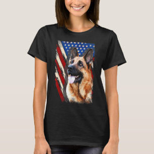 Camiseta German shepherd Patriótico, Homem de Bandeira Amer