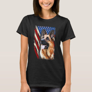 Camiseta German shepherd Patriótico, Homem de Bandeira Amer