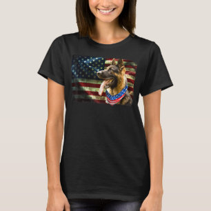 Camiseta German shepherd Patriótico, Homem de Bandeira Amer