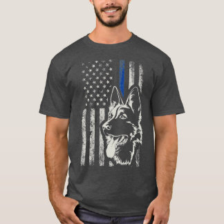 Camiseta German shepherd Patriótico K9 Unidade Azul Fino Li