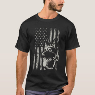 Camiseta German shepherd Patriótico Lover do Cão de Bandeir