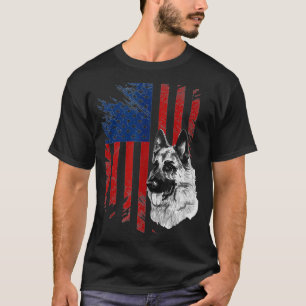 Camiseta German shepherd Patriótico, Pe, Bandeira Americana