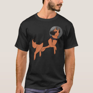 Camiseta German shepherd Preto E Vermelho No Espaço
