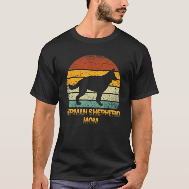 Camiseta German shepherd Retro Mãe Doxie Dog Proprietária M (Frente)