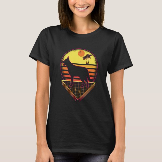 Camiseta German Shepherd Retro Sunset Vintage  Dog (Frente)